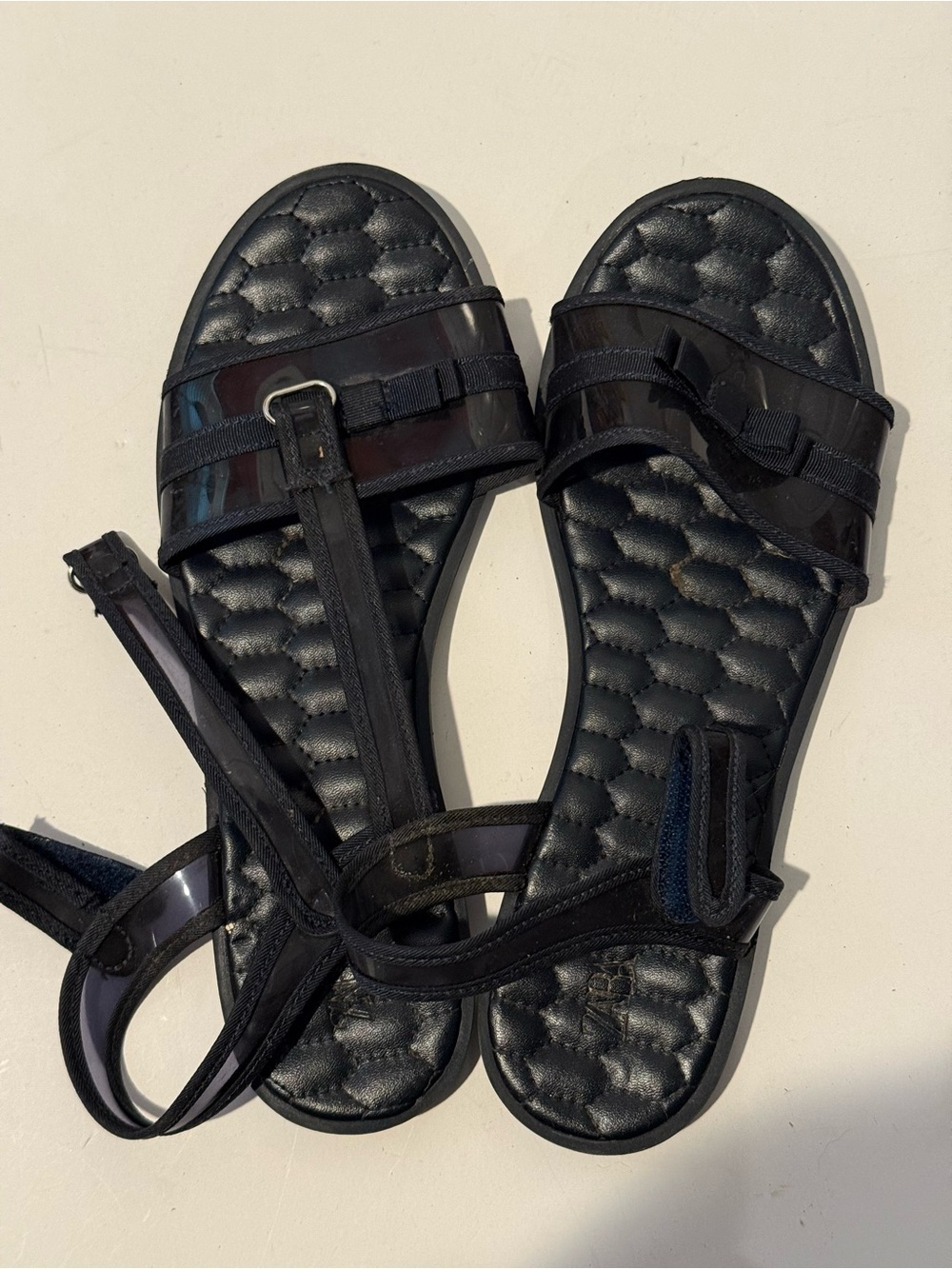 Zara Black Quilted Flat Sandals - Picture 4 of 8